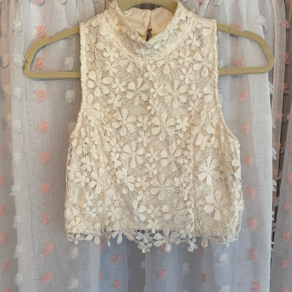 Lace mock neck top